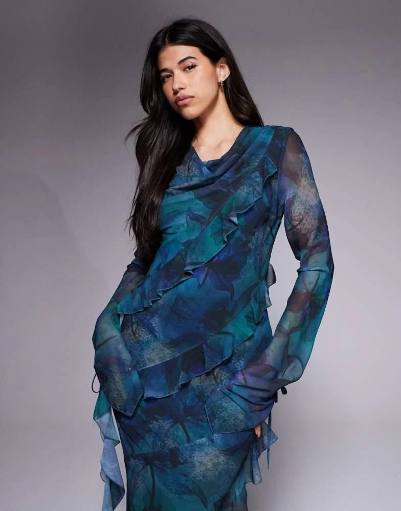 sachin and babi light blue dress Daska chiffon ruffle maxi dress in dark floral – On Sale Now with Up to 10%  Off