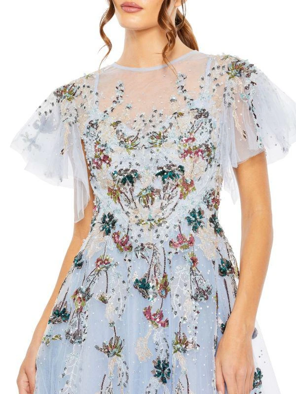 Mac Duggal Flutter Sleeve Beaded Ball Gown 3