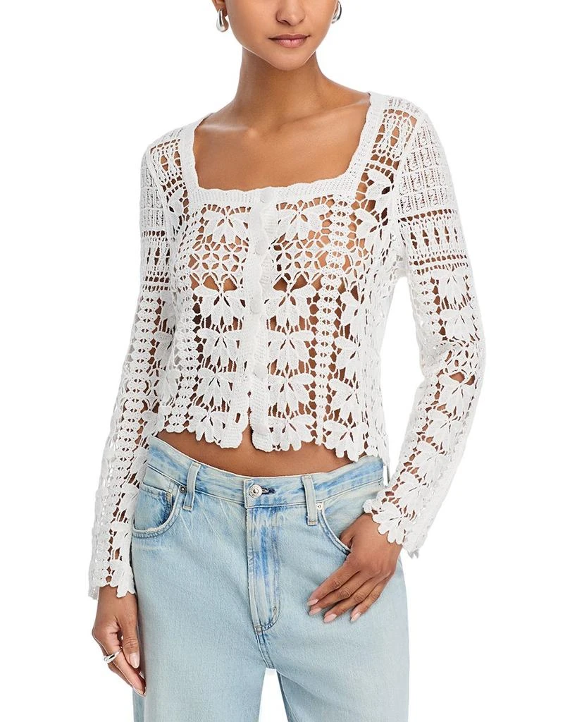 AQUA Square Neck Crochet Top - Exclusive 1