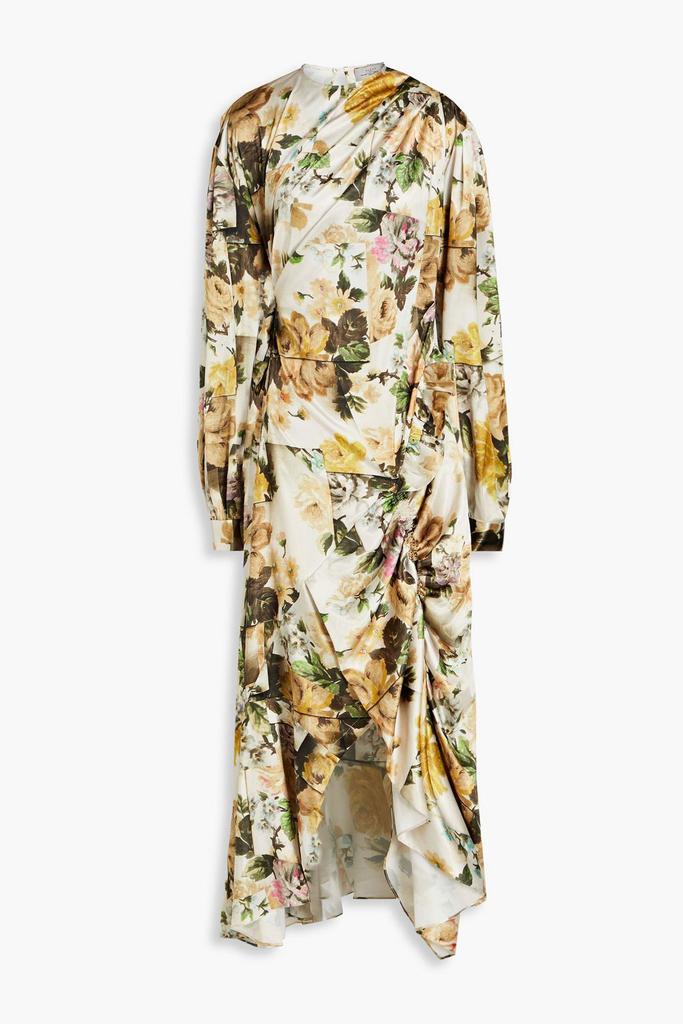Preen By Thornton Bregazzi Draped floral-print satin midi dress