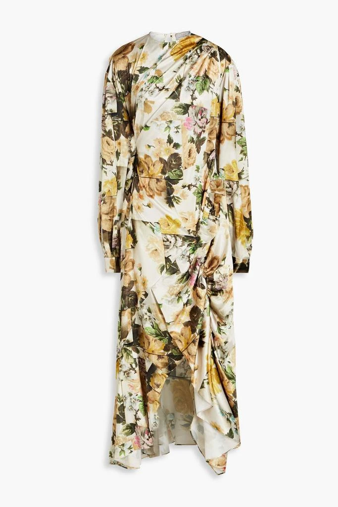 Preen By Thornton Bregazzi Draped floral-print satin midi dress 1