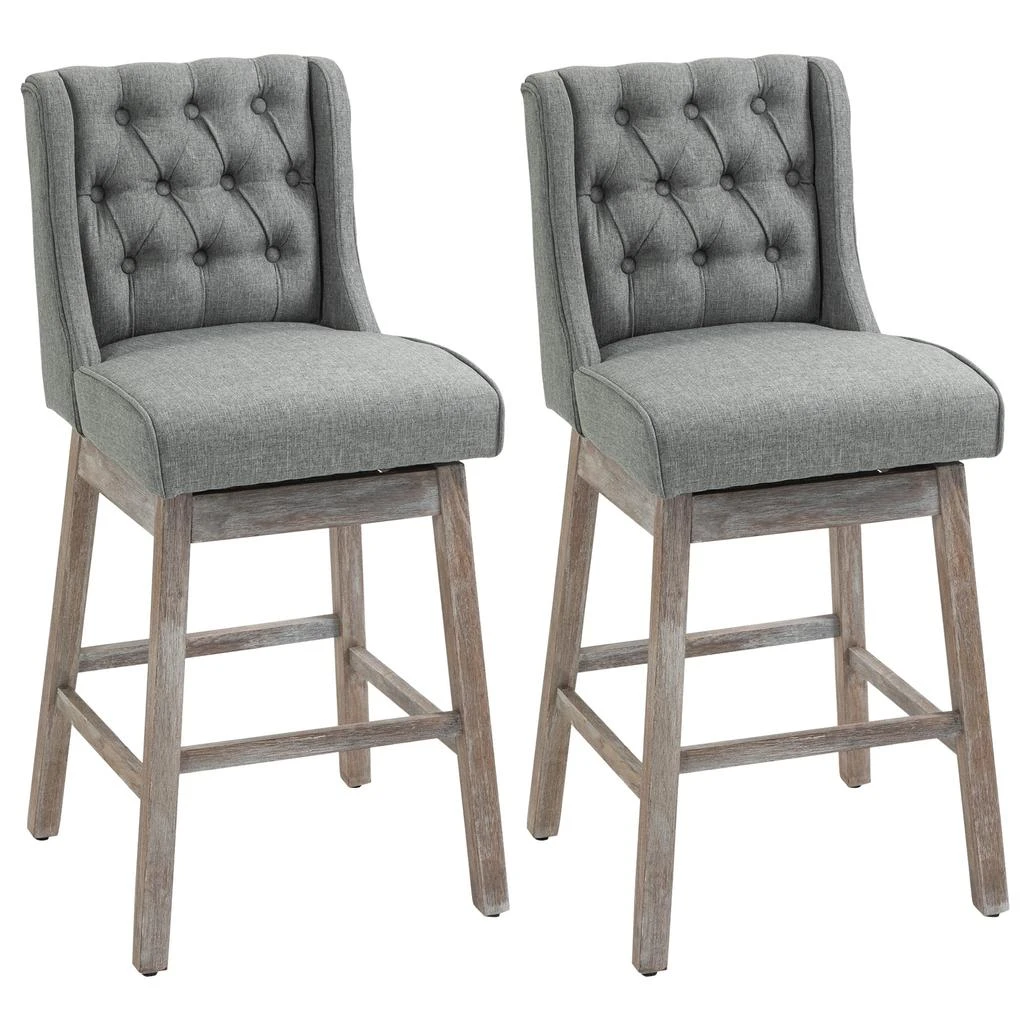 Hivvago Bar Height Dining Stools, Set of 2 with Tufted Seats
