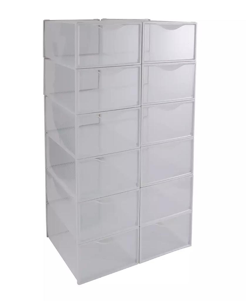 Simplify Set of 12 Stackable Shoe Boxes in White