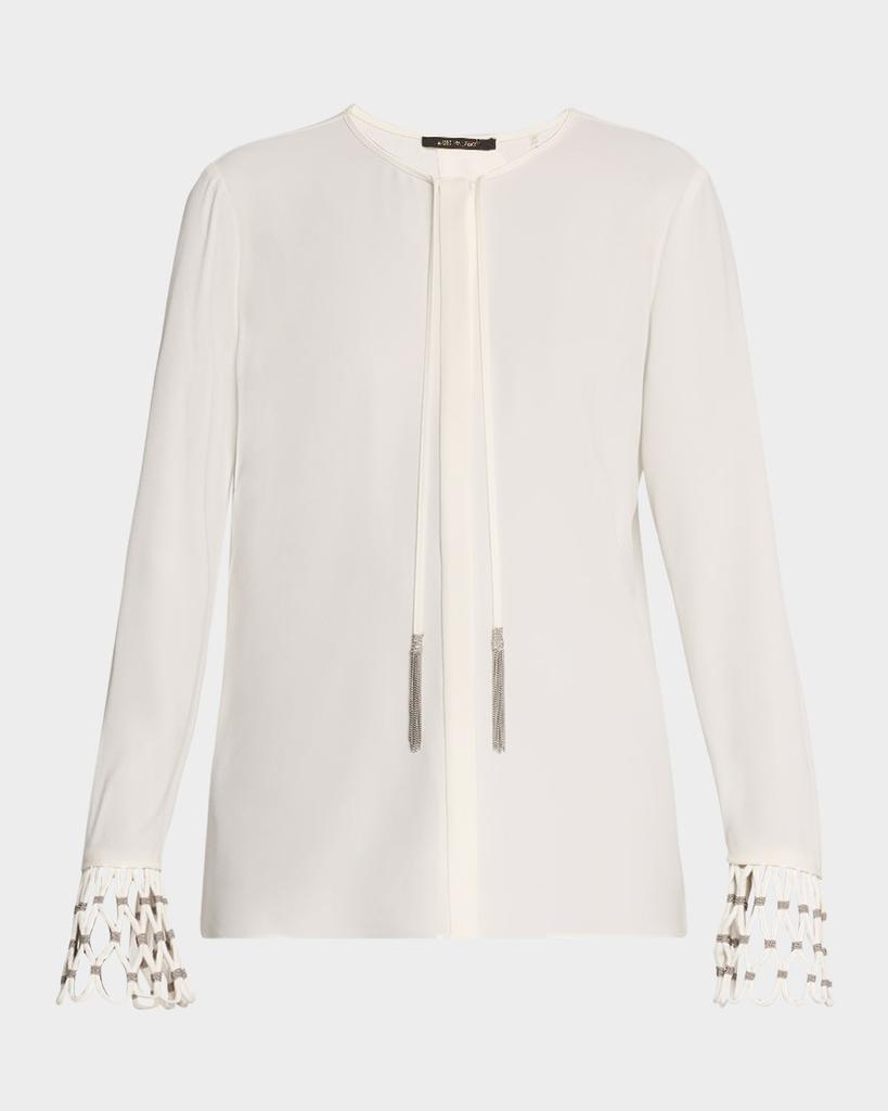 Kobi Halperin Brice Chain-Trim Cutout Cuff Blouse