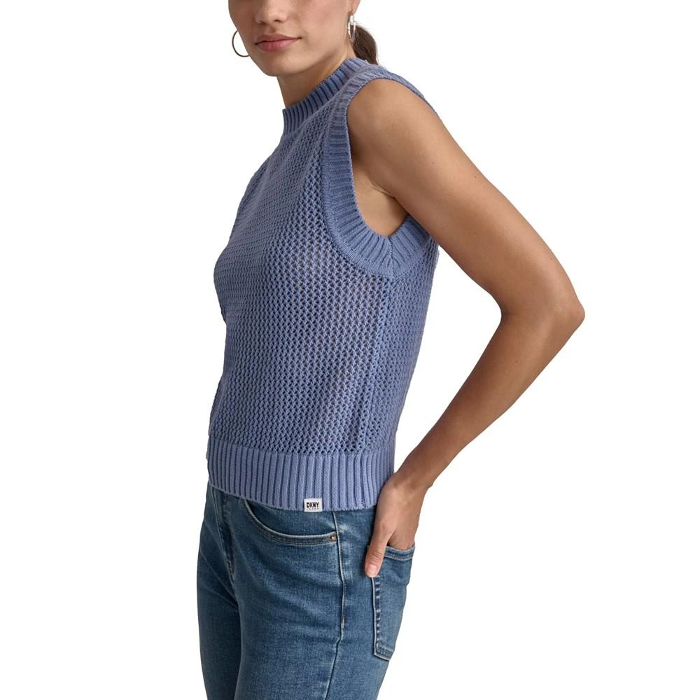 DKNY Women's Cotton Open-Stitch Sweater Vest 3
