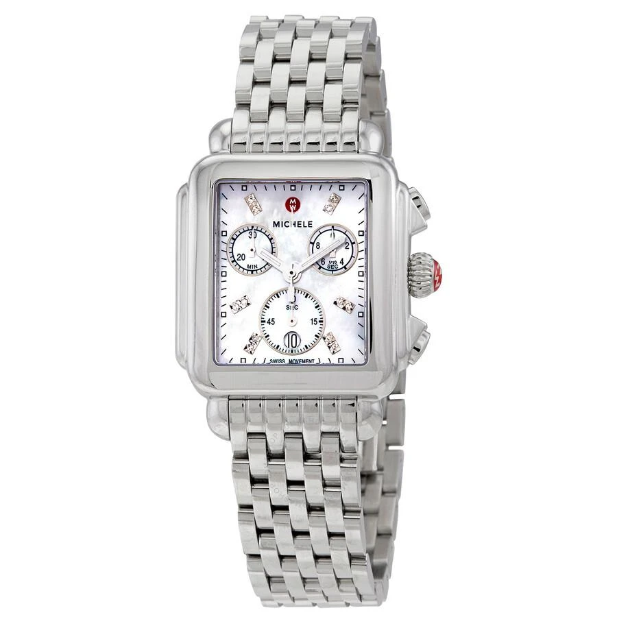 Michele Deco Chronograph Quartz Diamond White Mother of Pearl Dial Ladies Watch MWW06A000778 1