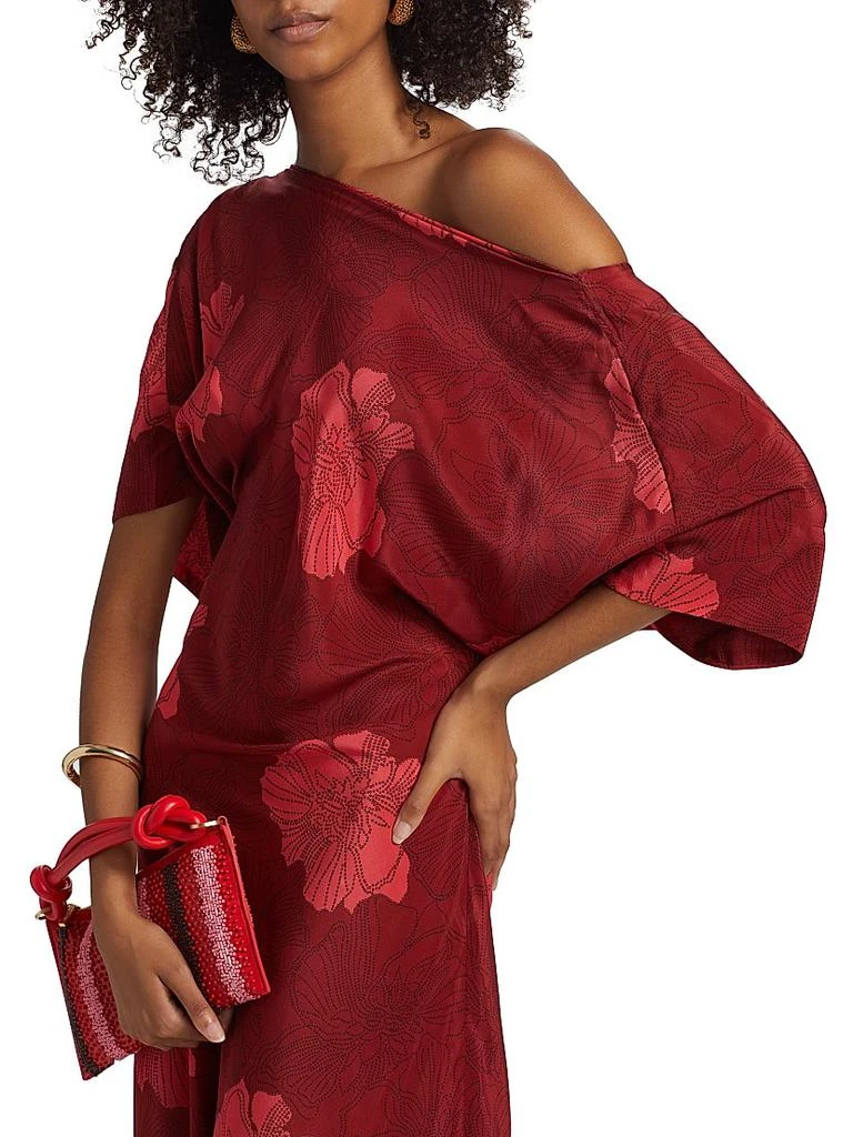 Eywasouls Malibu Grace Floral Silk Asymmetrical Bias-Cut Maxi Dress 6