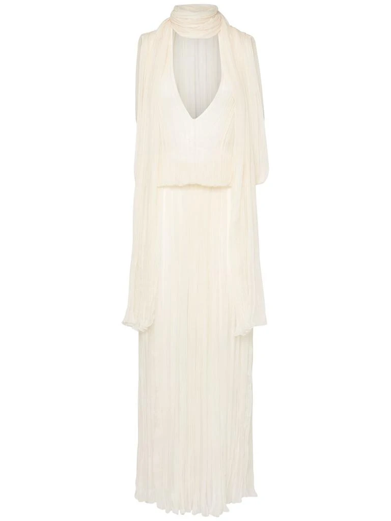 open lace back dress per Spook Vintage Navy Blue Pleated Silk Chiffon Two Piece Ensemble