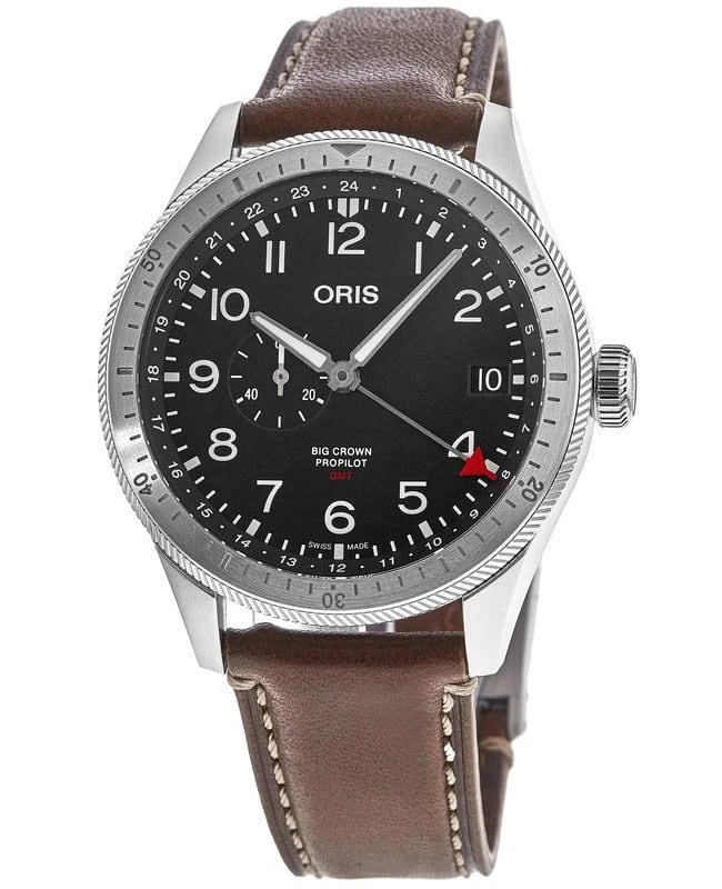Oris Oris Big Crown ProPilot Timer GMT Automatic Black Dial Brown Leather Strap Men's Watch 01 748 7756 4064-07 5 22 07LC 1