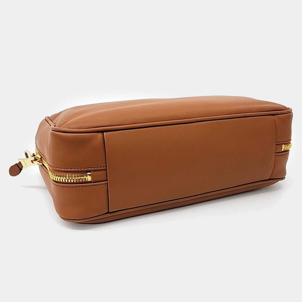 Miu Miu  Miu Miu Brown Leather Embossed Logo Bowling Bag 3