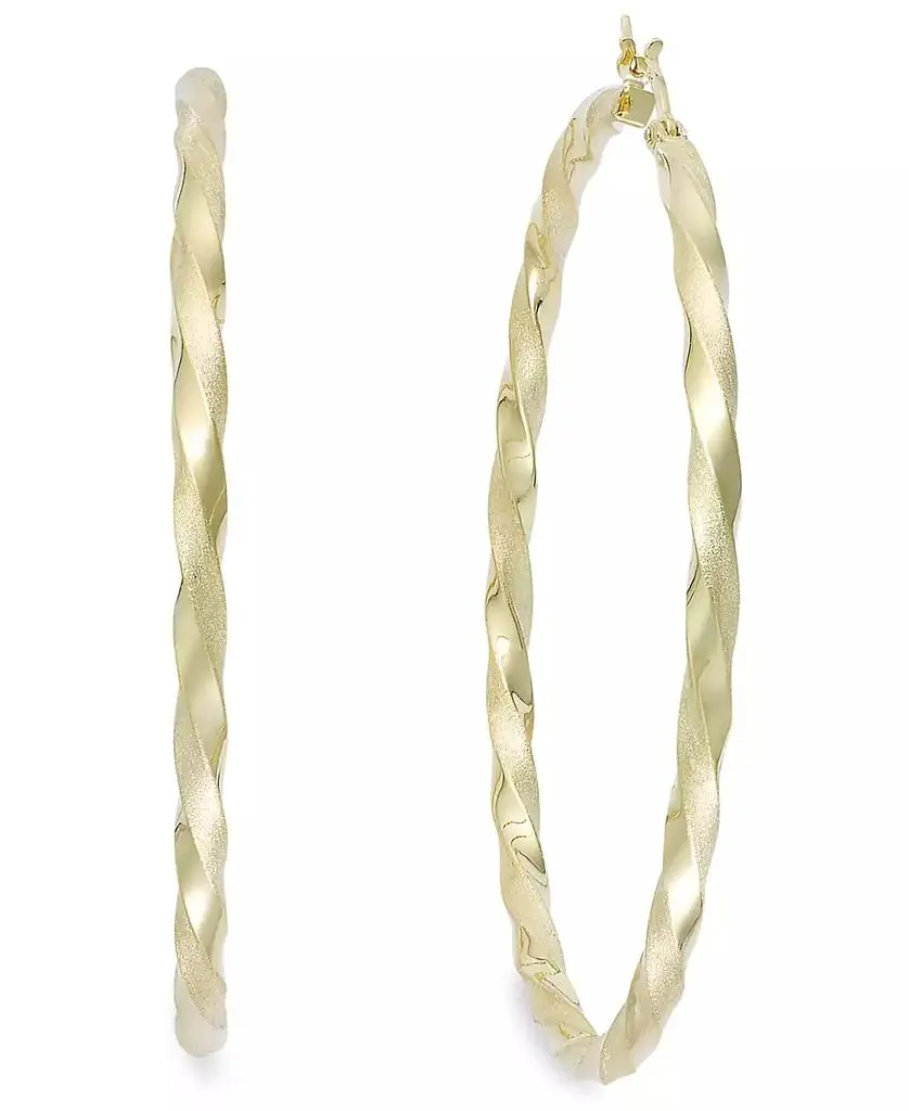 Macy's Twist Hoop Earrings in 14k Gold Plated Sterling Silver or Sterling Silver (60mm)