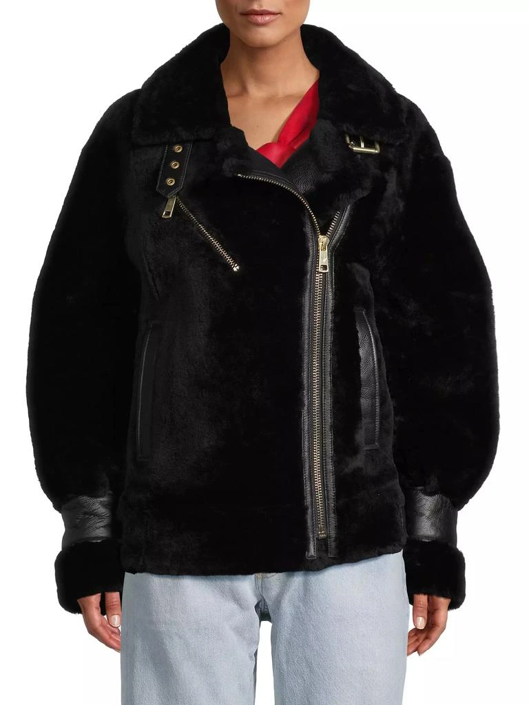 Nicole Benisti Grand Dyed Shearling & Leather Coat 3