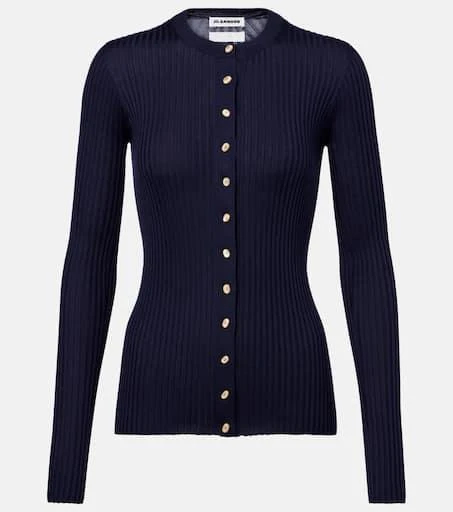 Jil Sander Ribbed-knit silk cardigan 1