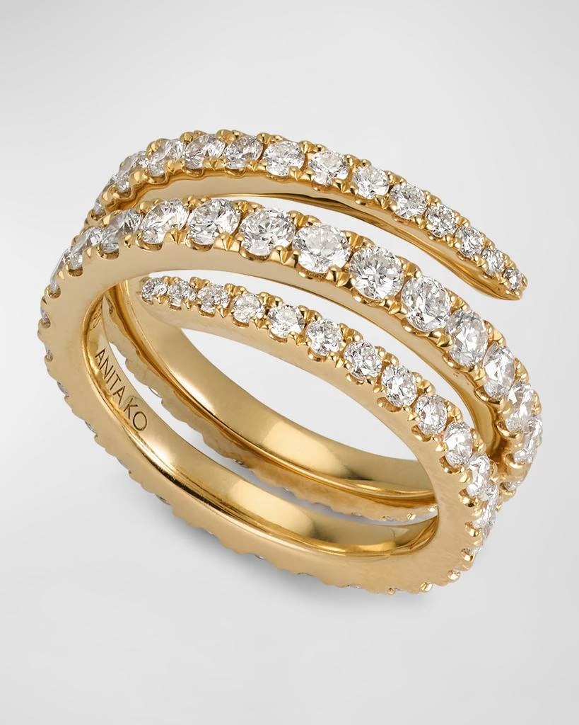 Anita Ko 18K Yellow Gold Pinky Diamond Coil Ring, Size 3.5 5