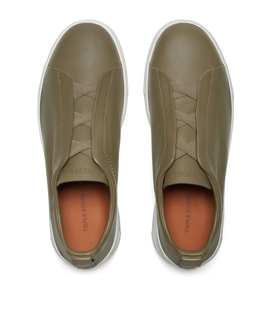 Zegna Leather SECONDSKIN Triple Stitch Sneakers 4