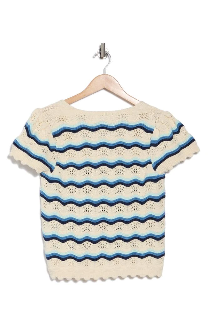 DR2 by Daniel Rainn Wavy Stripe Short Sleeve Crop Sweater 4