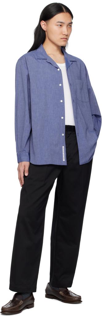 Shop Blue Open Collar End On End Shirt on Sale at BeyondStyle