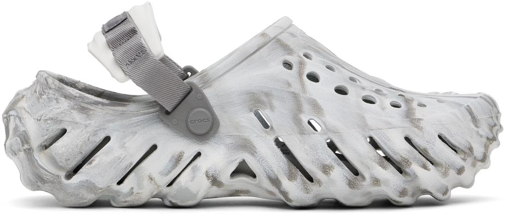 Crocs White & Gray Echo Marbled Clogs 1