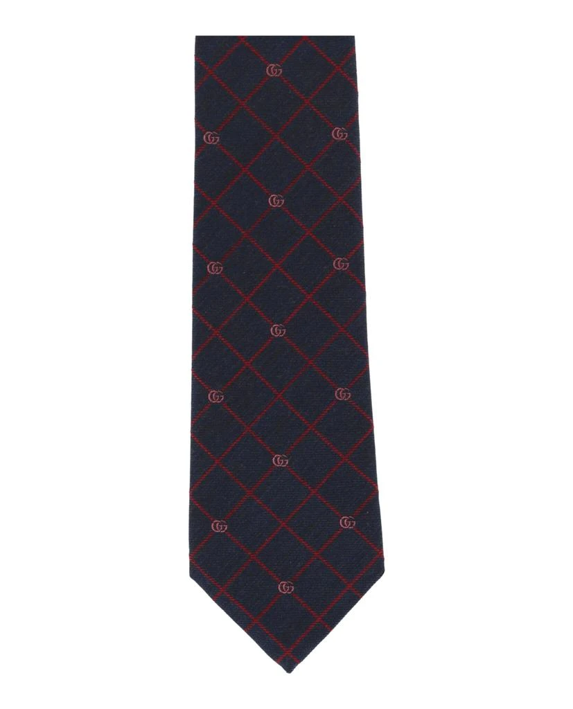 Gucci Double G and Check Silk Jacquard Tie 4