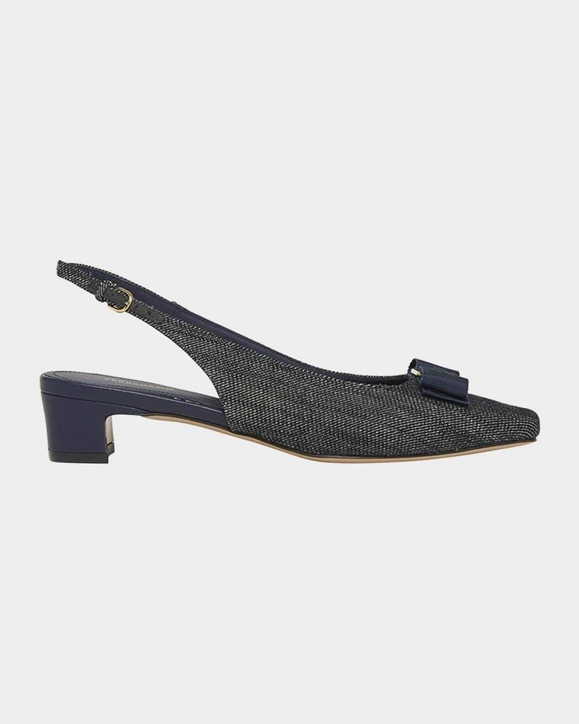 Salvatore Ferragamo Rivada Denim Bow Slingback Pumps 1