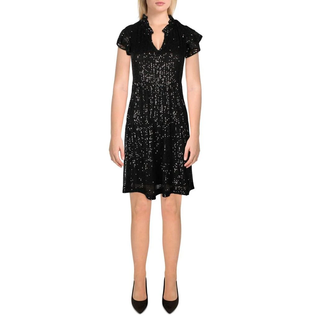 Signature By Robbie Bee Petites Womens Sequined Mesh Cocktail And Party Dress 1