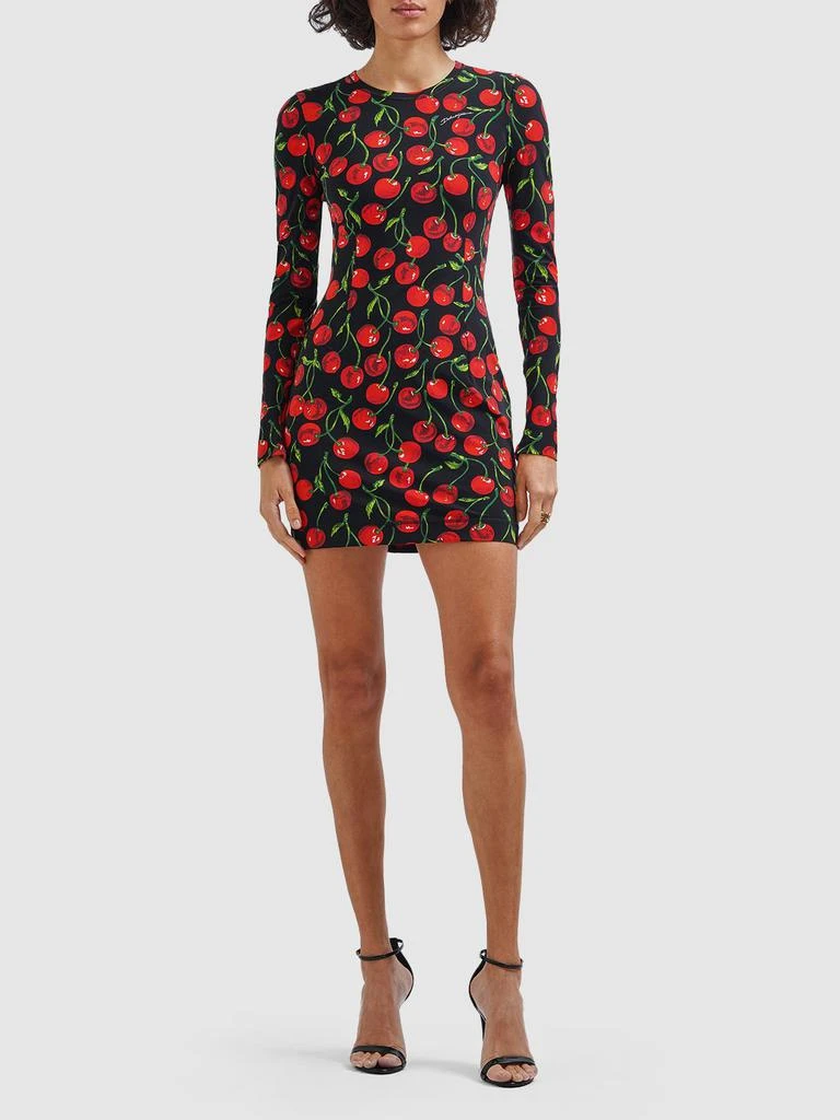 DOLCE & GABBANA Cherry Print Jersey Mini Dress 1