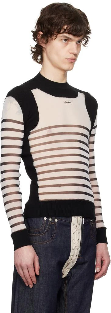 Jean Paul Gaultier White & Black 'The Bi-Material Marinière' Sweater 2