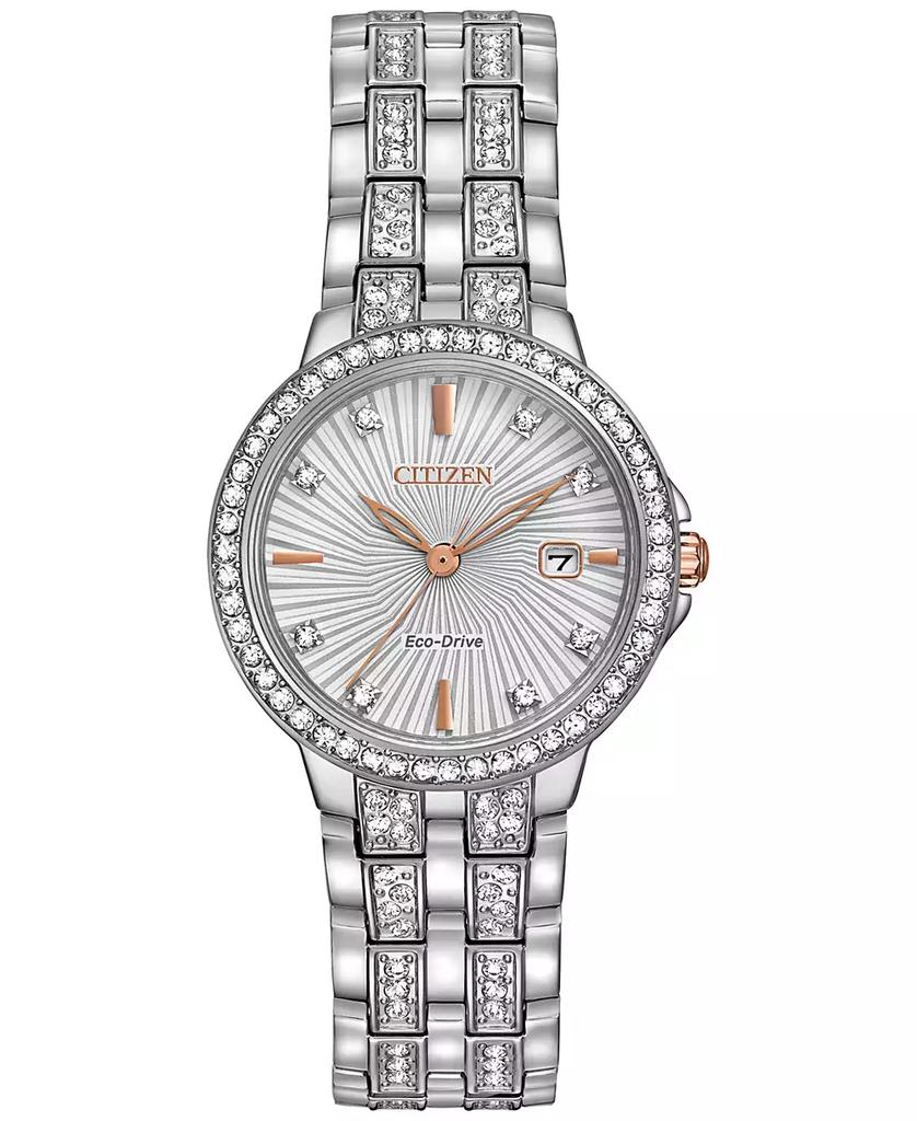 Citizen Women's Eco-Drive Crystal Accent Stainless Steel Bracelet Watch 28mm EW2340-58A