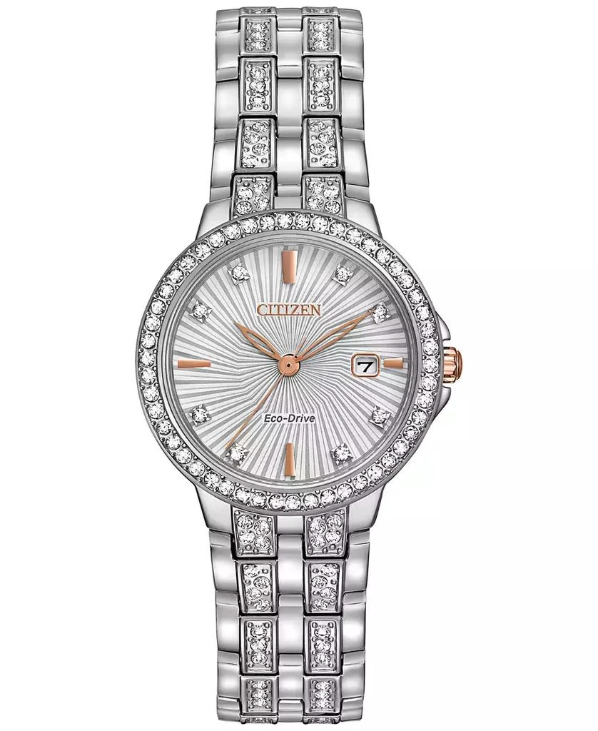Citizen Women's Eco-Drive Crystal Accent Stainless Steel Bracelet Watch 28mm EW2340-58A 1