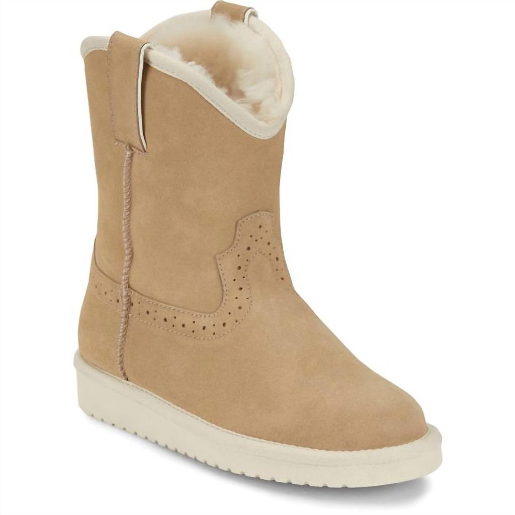 Justin Women's Heidi Suede Shearling Boots In Bone