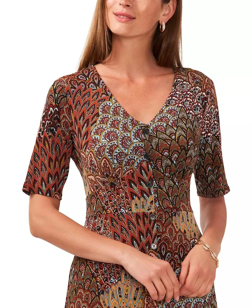 MSK Petite Printed Button-Front Midi Dress 4