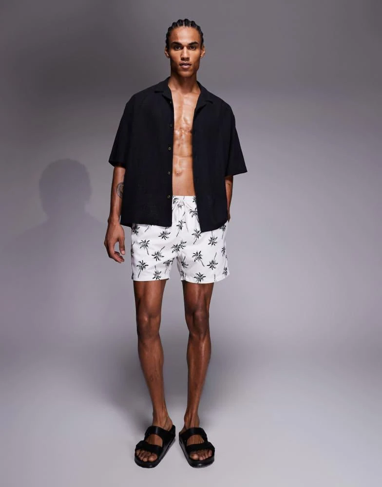 South Beach South Beach palm print swimshort in ecru 2