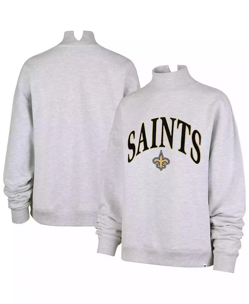 47 Brand Women's Heather Gray New Orleans Saints Vantage Mock Neck Pullover Sweatshirt 1