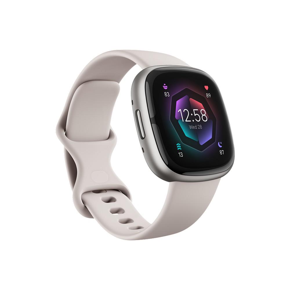 Fitbit Sense 2 Lunar White Platinum Smartwatch, 39mm