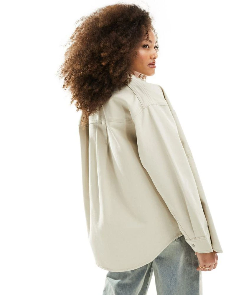 ASOS ASOS DESIGN oversized twill jacket in stone 4