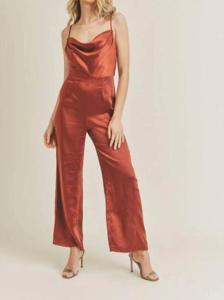 Lush Phoenix Satin Jumpsuit In Cognac 1