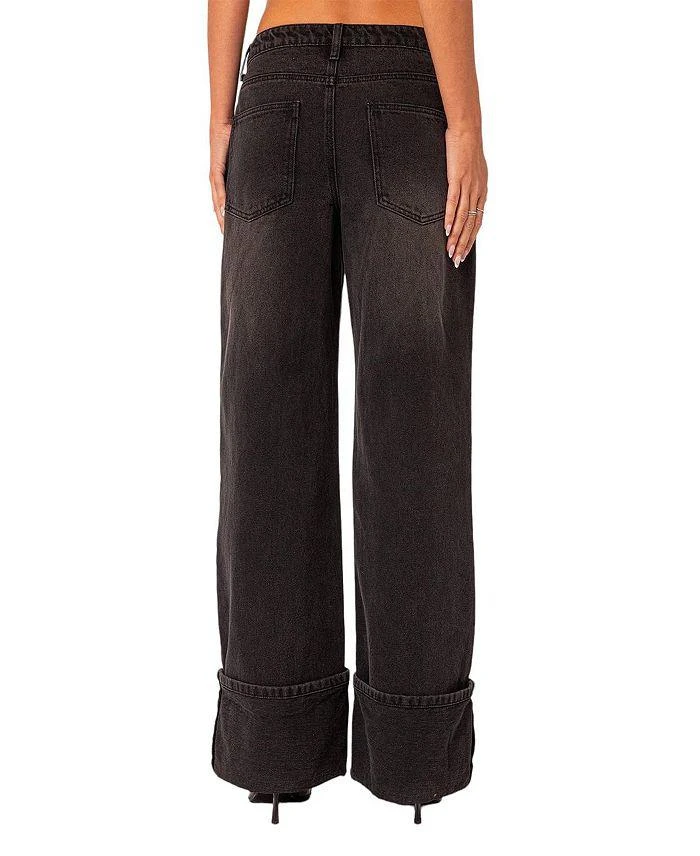 Edikted Vesper Cuffed Low Rise Jeans in Black 3