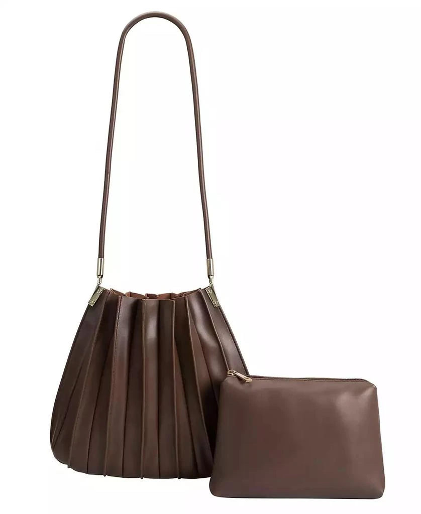Melie Bianco Carrie Pleated Faux Leather Shoulder Bag 1