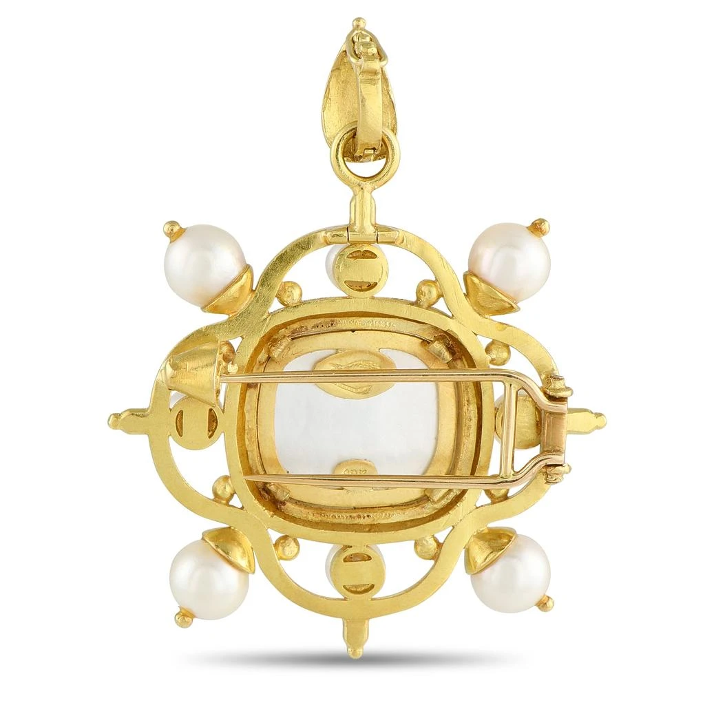 Elizabeth Locke 18K Yellow Gold Mother of Pearl Intaglio Pendant EL18-052825 2