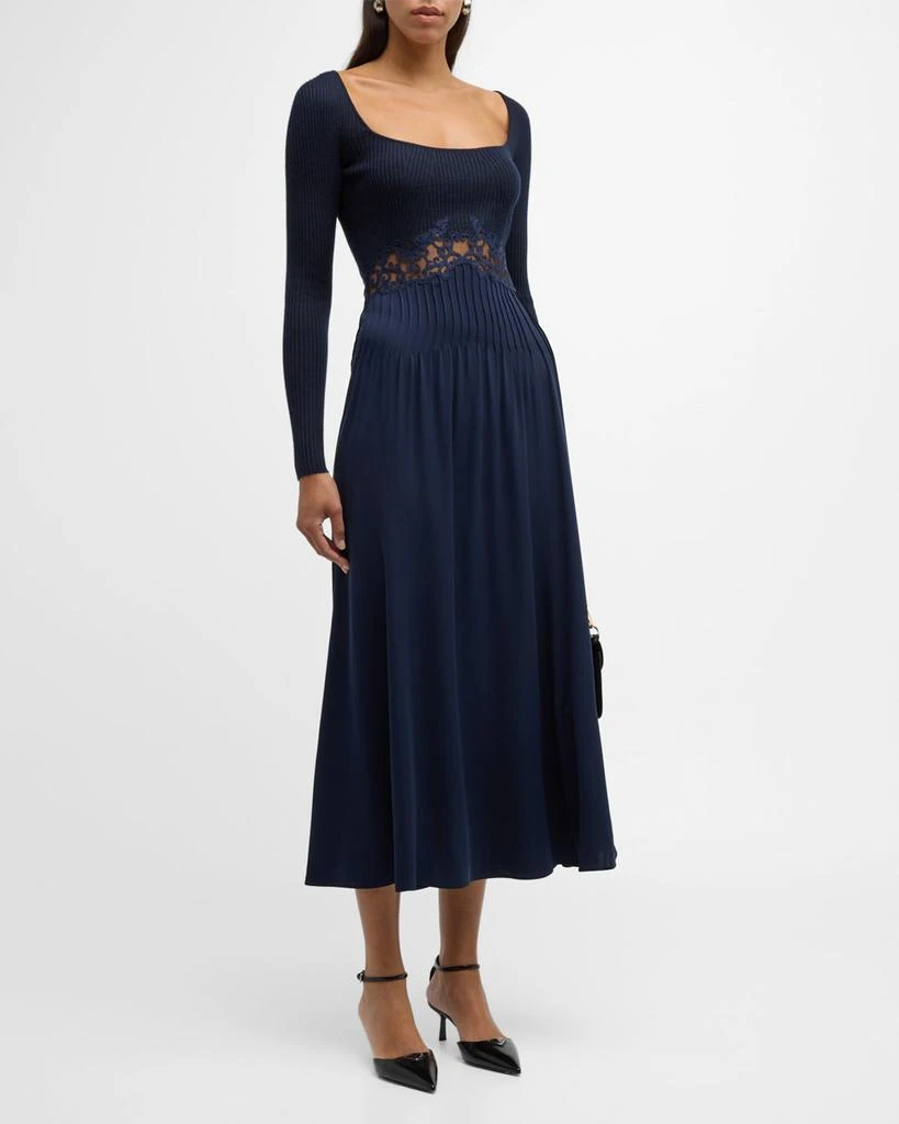Gabriela Hearst Prior Mixed-Media Lace Long-Sleeve Maxi Dress 4