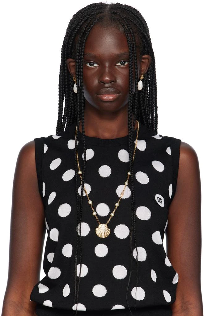 Dolce & Gabbana Gold Rhinestone Shell & DG Logo Necklace 2