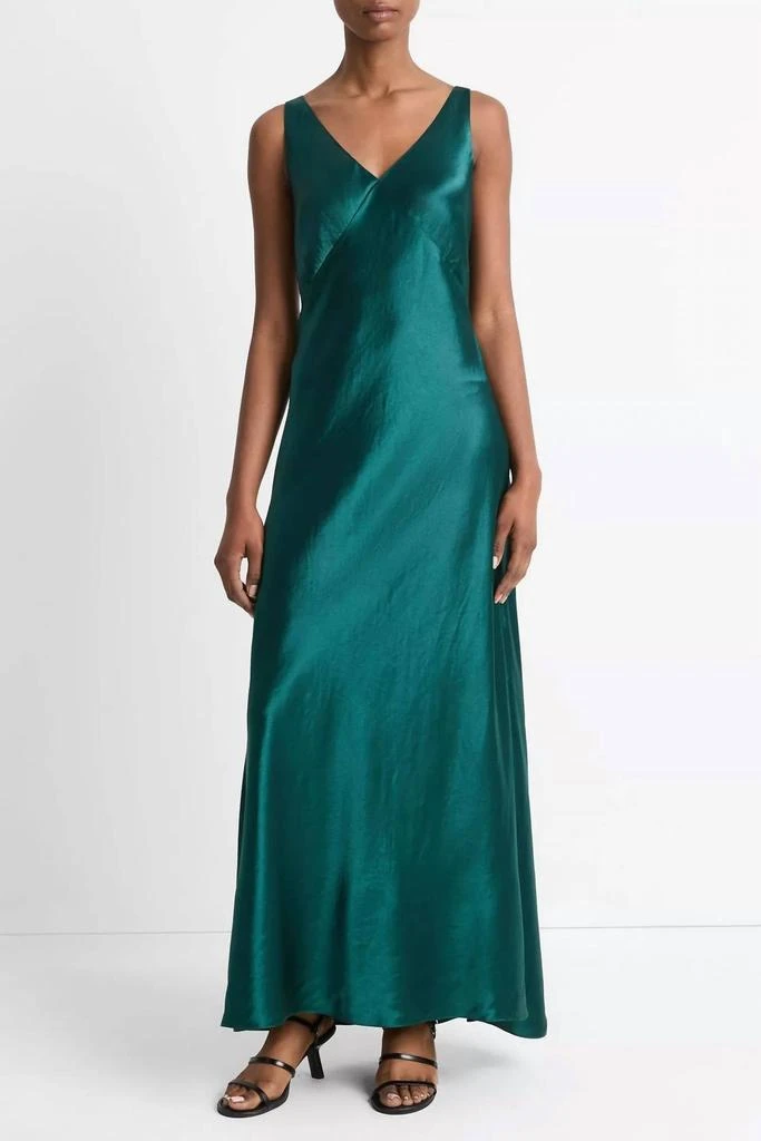 Vince V-Neck Maxi Slip Dress In Jade Lake 1