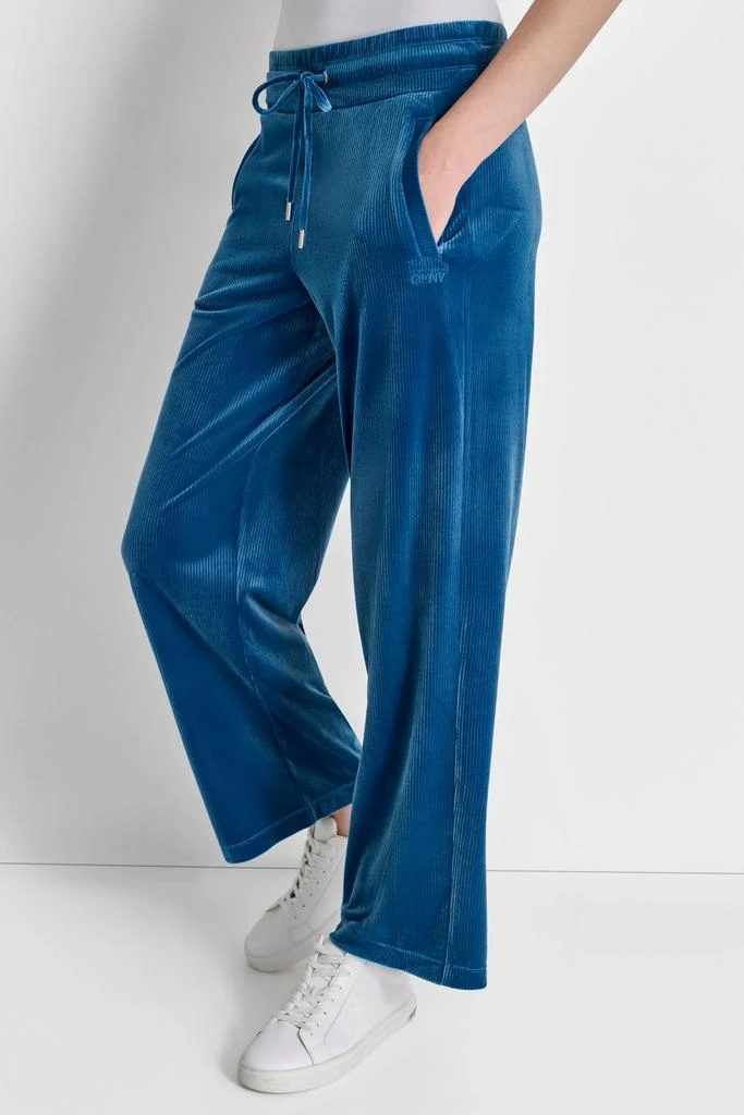 DKNY PLATINUM VELOUR RIB WIDE LEG PANT 5