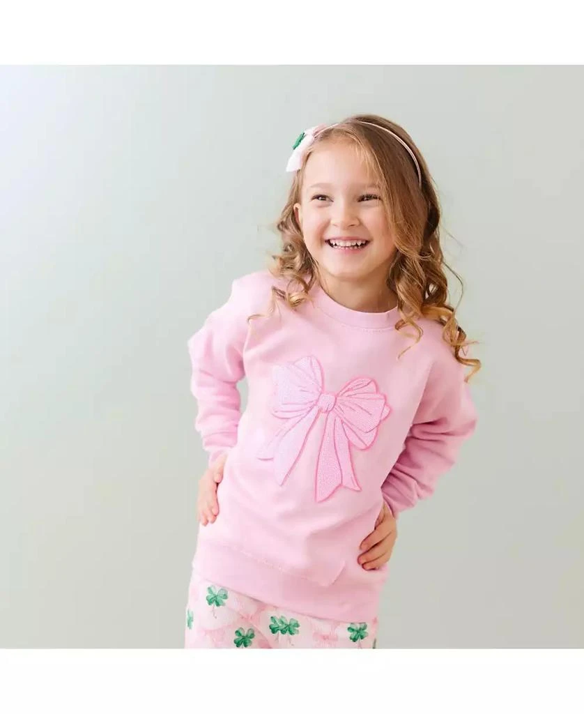Sweet Wink Toddler Girls Pink Bow Sequin Patch Sweatshirt 5
