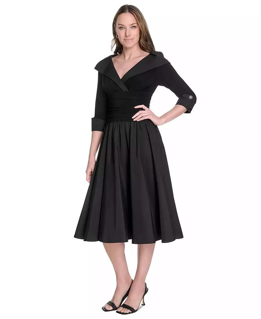 Jessica Howard Women's Mixed-Media Fit & Flare Midi Dress 3