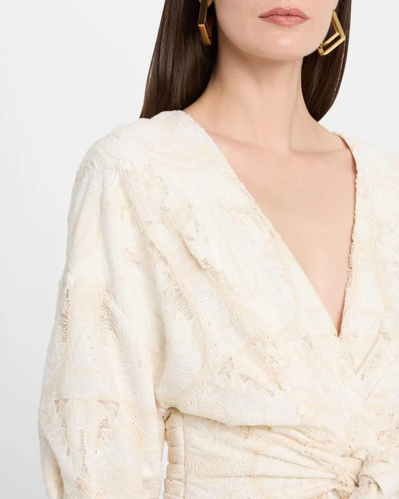badgley mischka embroidered dress Badgley Mischka Floral Embroidered Long Sleeve Shirt Gown Dress main image 0