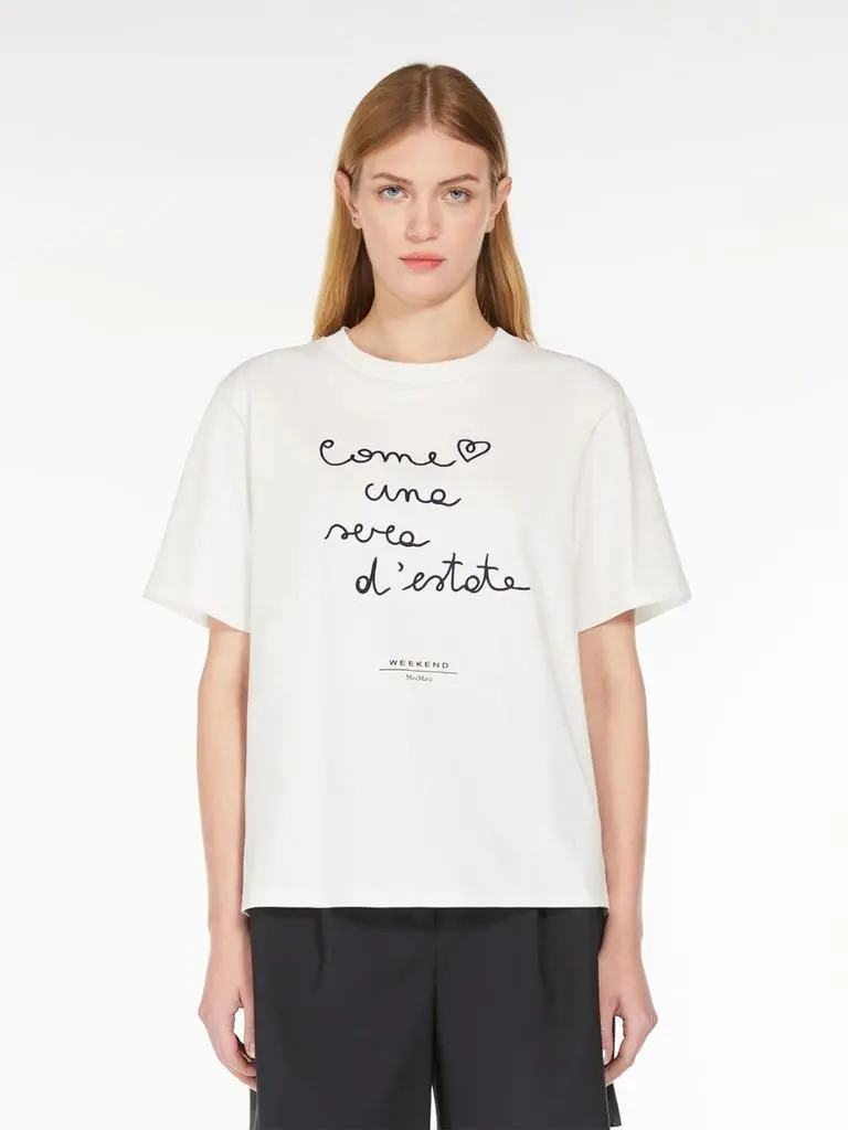 Weekend Max Mara Cotton t-shirt with embroidered lettering detail 2