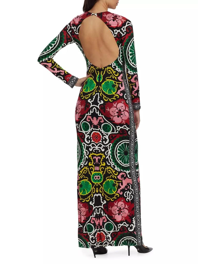 Alice + Olivia Delora Floral Damask Open-Back Maxi Dress 5