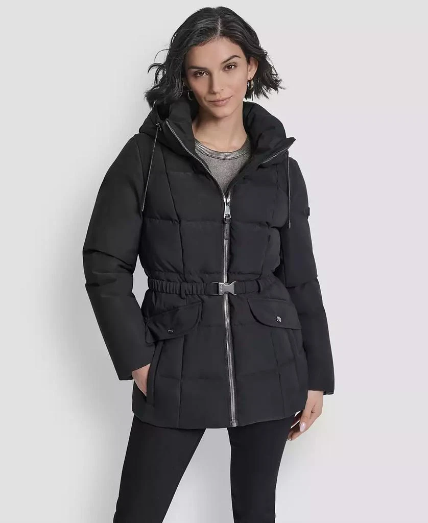 DKNY Women
s Belted Hooded Puffer Coat 1