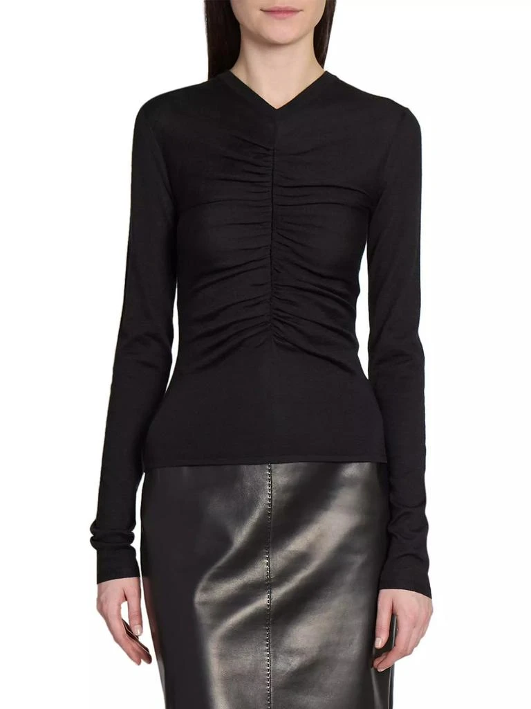 Yves Saint Laurent Ruched Sweater in Cashmere, Wool, and Silk 4